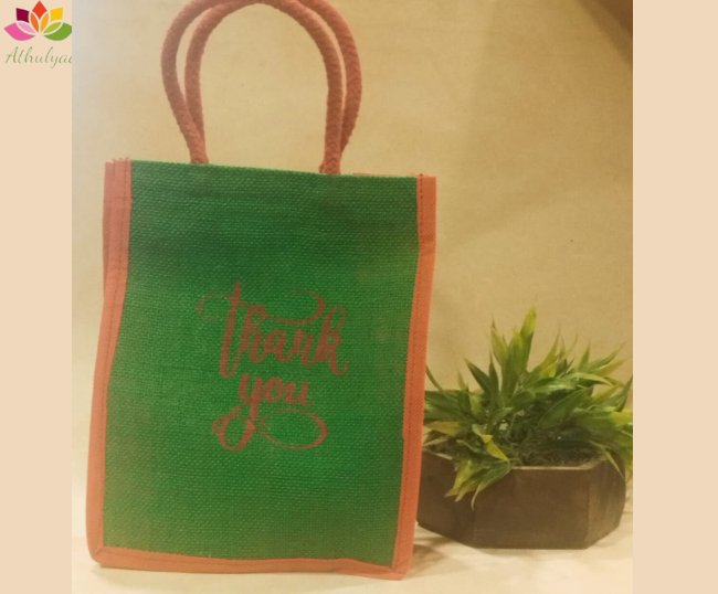 Ganesha Jute bag with thank you print- BUY ONE GET ONE