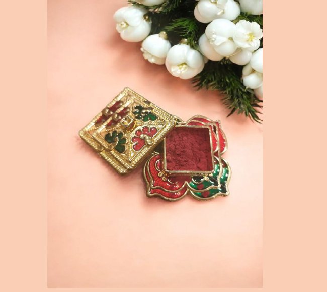 Meenakari work square Fibre Kumkum box