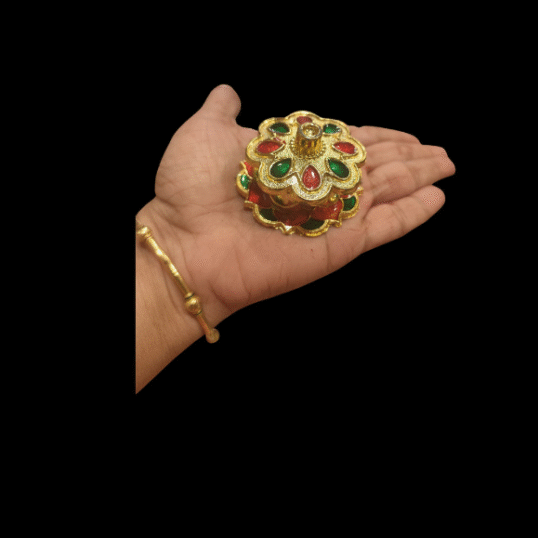 Meenakari work square Fibre Kumkum box
