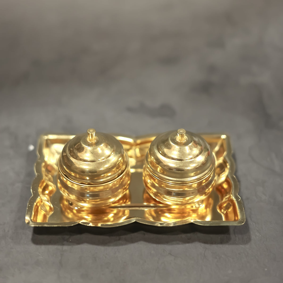 Brass Twin Haldi kumkum Platter