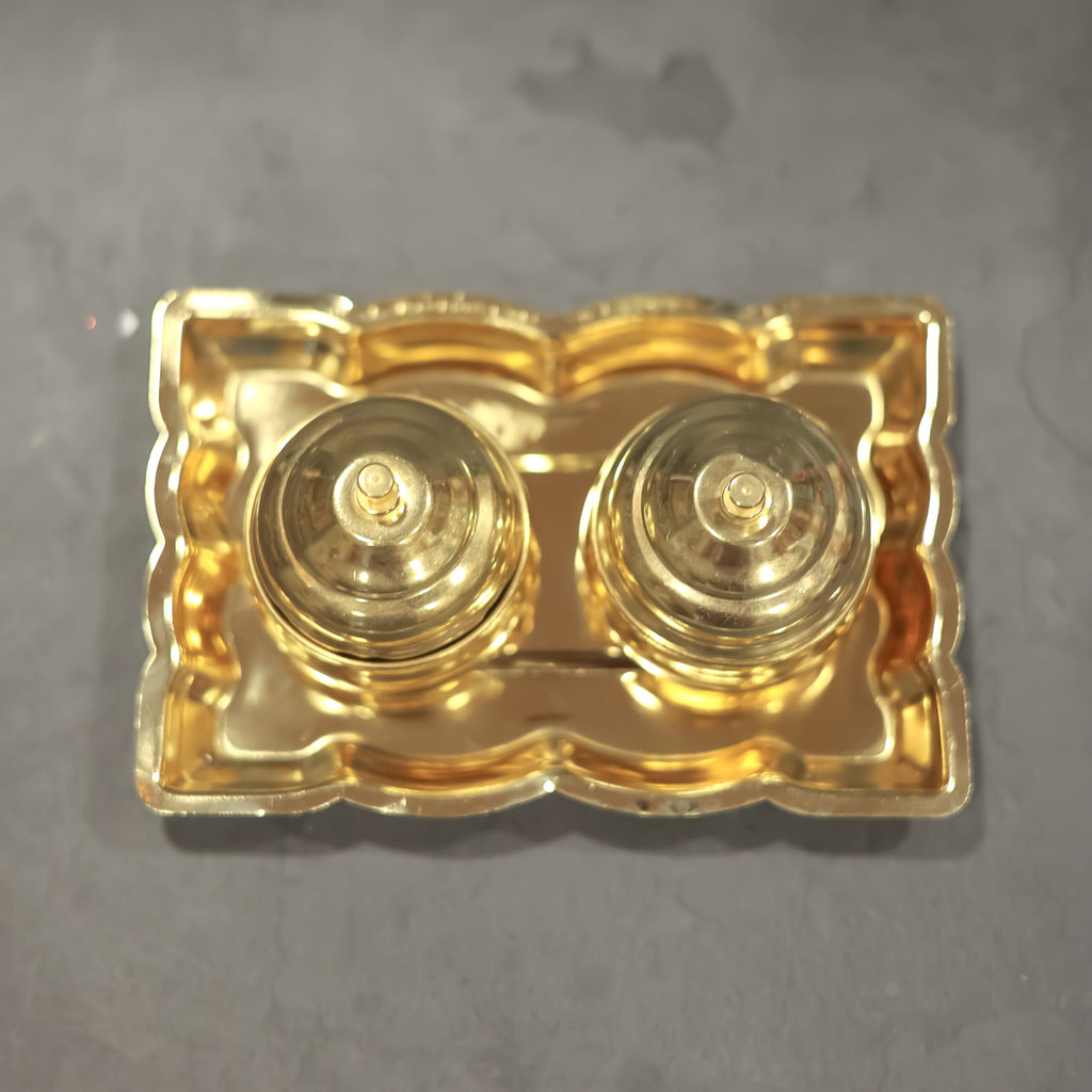 Brass Twin Haldi kumkum Platter