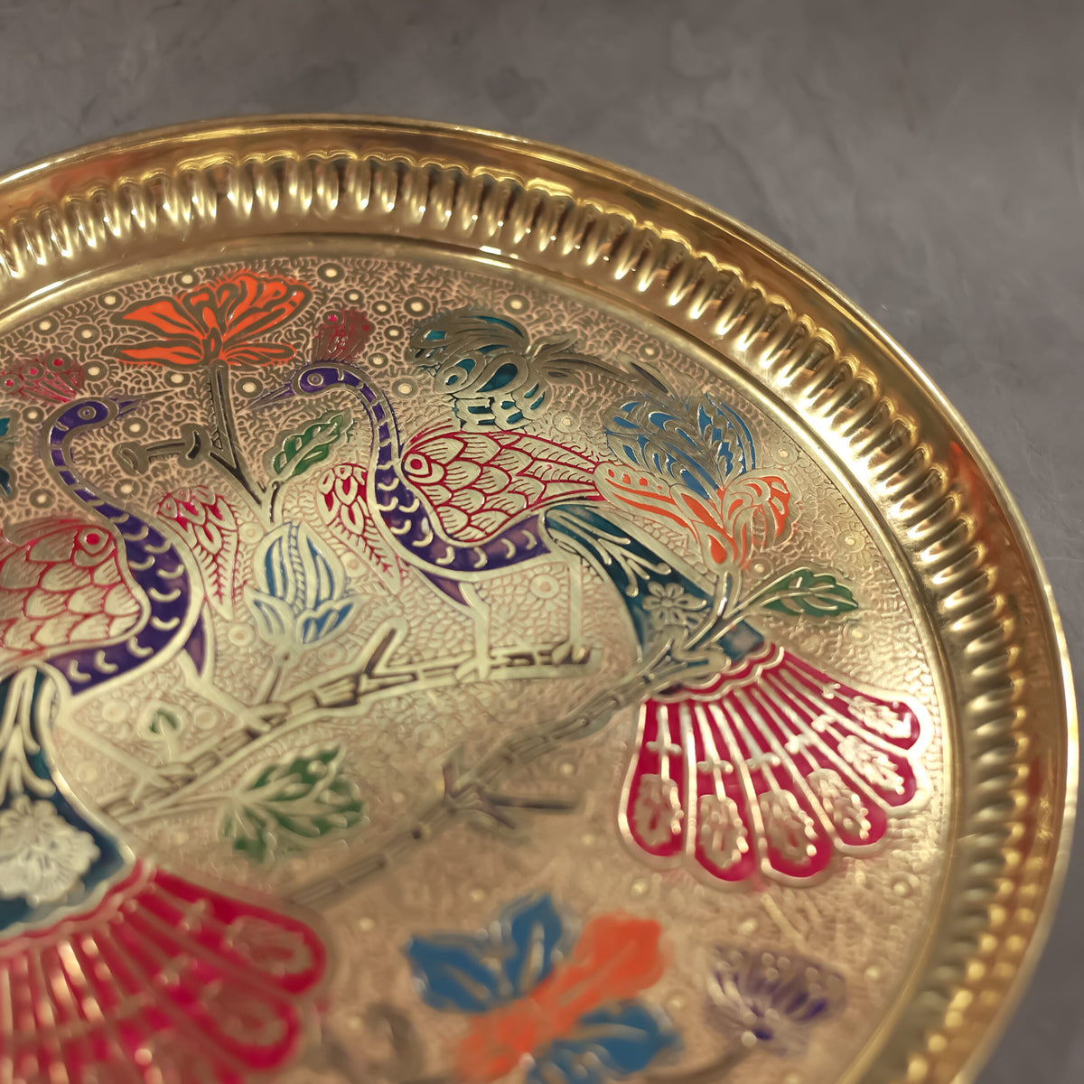Brass Peacock Etched Plate