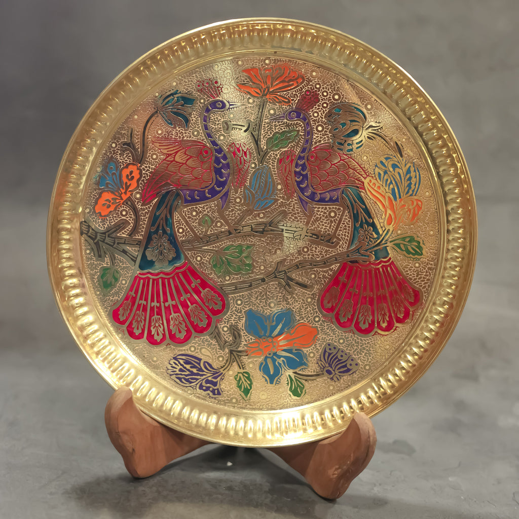 Brass Peacock Etched Plate