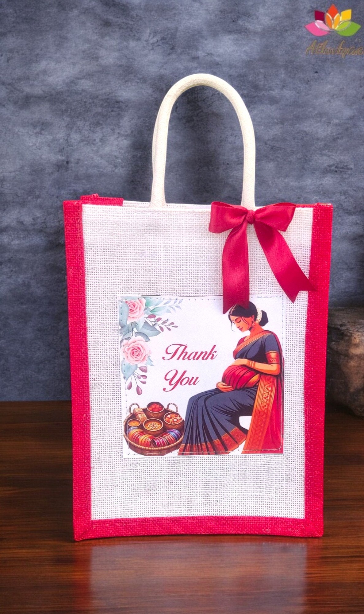 Babyshower Jute bag with Bow