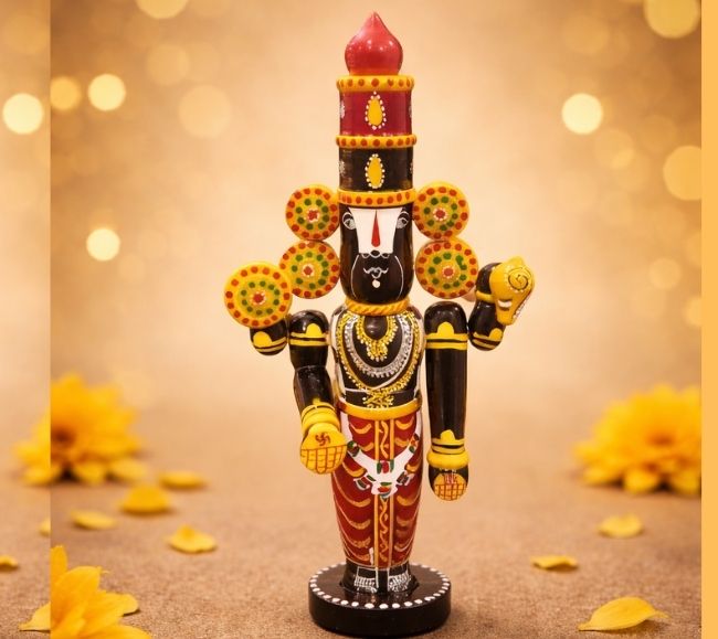 Wooden Lord Venkateswara Balaji Etikoppaka Doll
