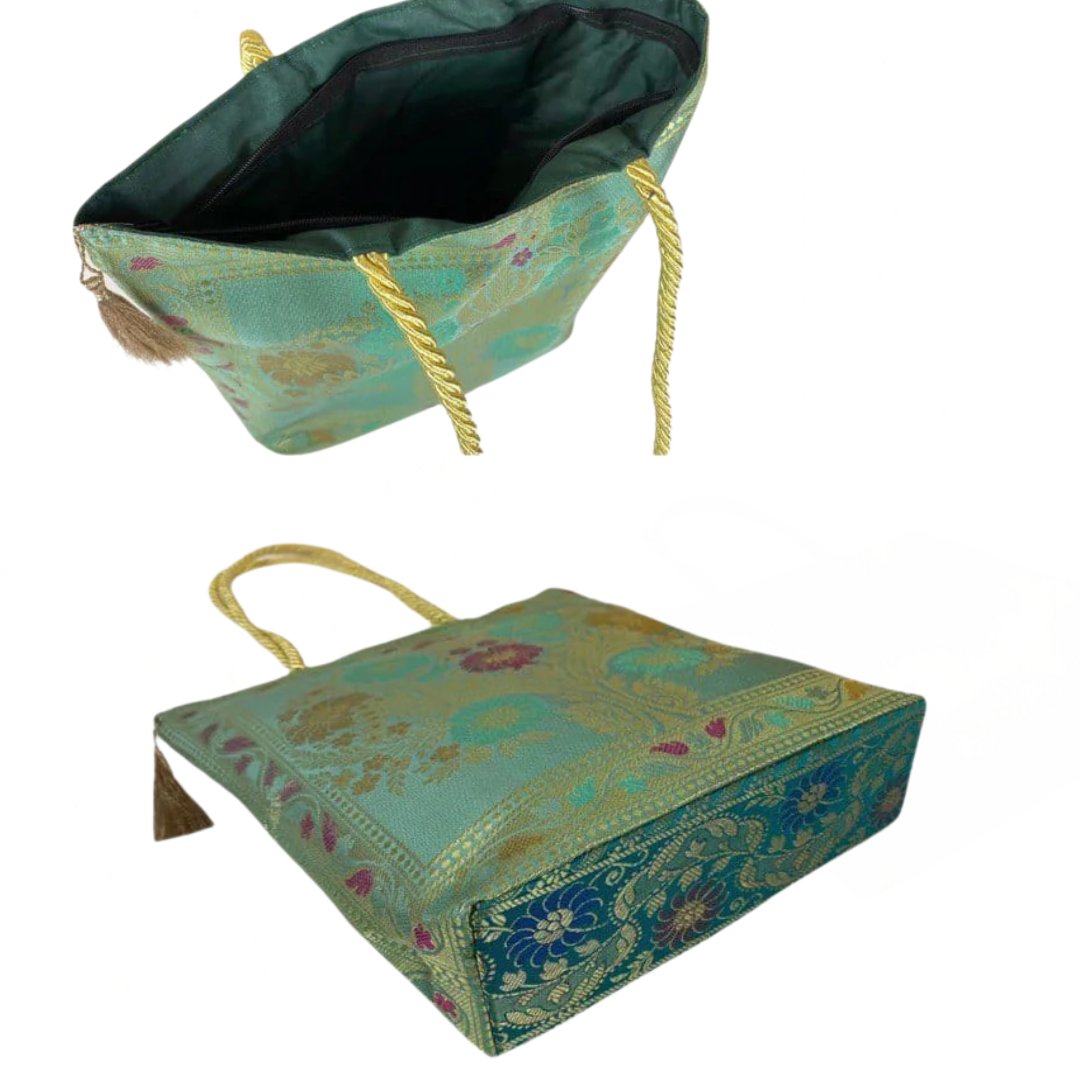 Banarasi Bag with Gold thread Handle