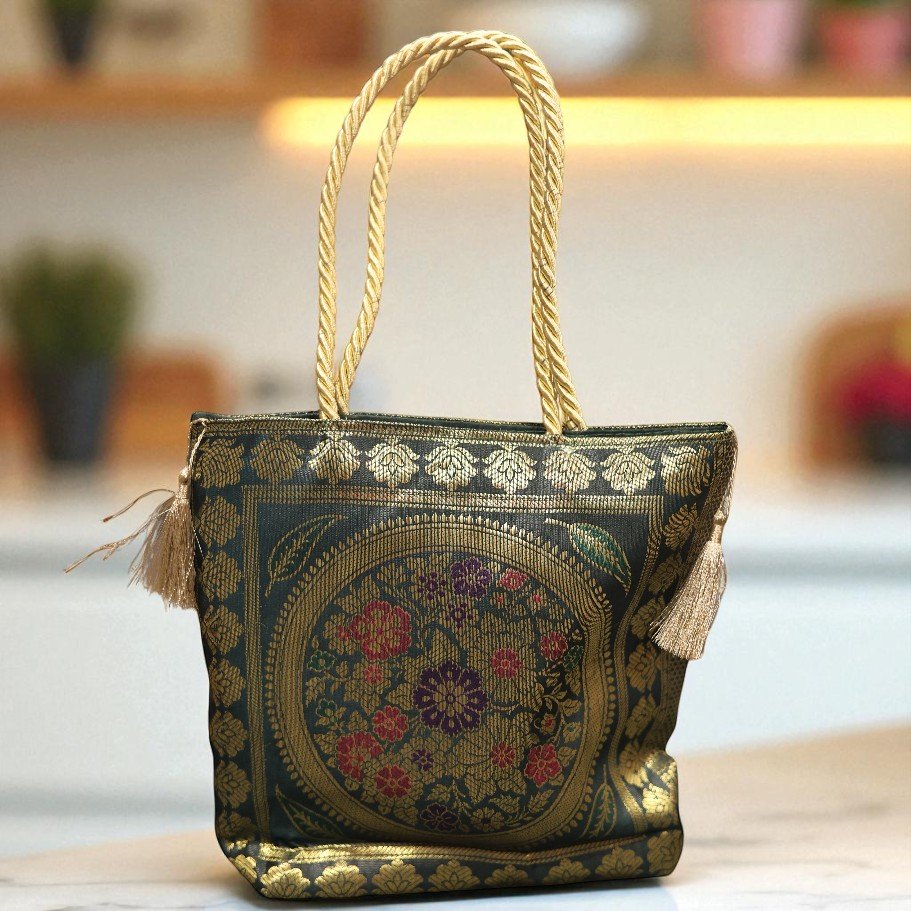 Banarasi Bag with Gold thread Handle