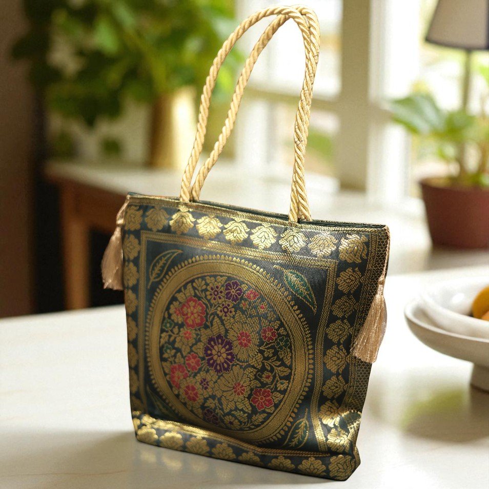 Banarasi Bag with Gold thread Handle