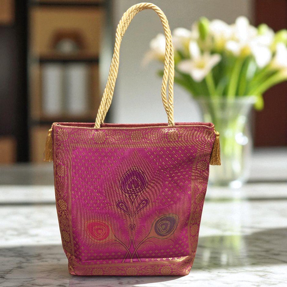 Banarasi Bag with Gold thread Handle