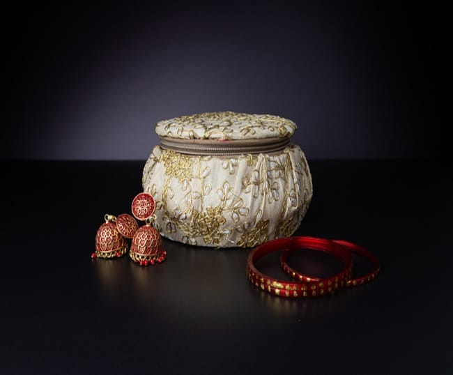 Bangle And Earring box with Floral Embroidery