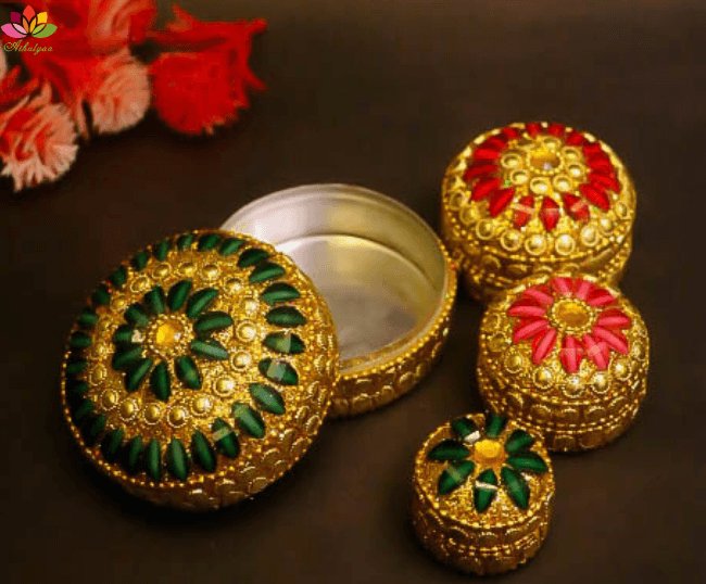 Beaded kumkum box