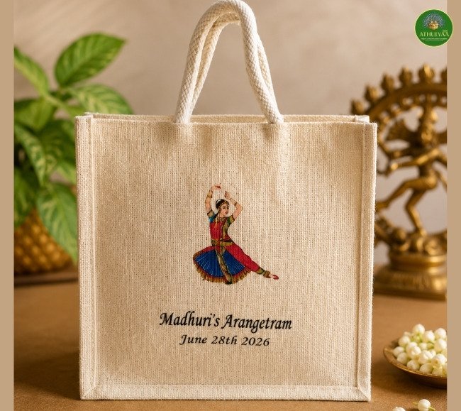 Bharatnatyam Dancer Print Jute bag