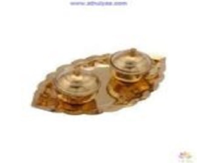 Brass Haldi kumkum set