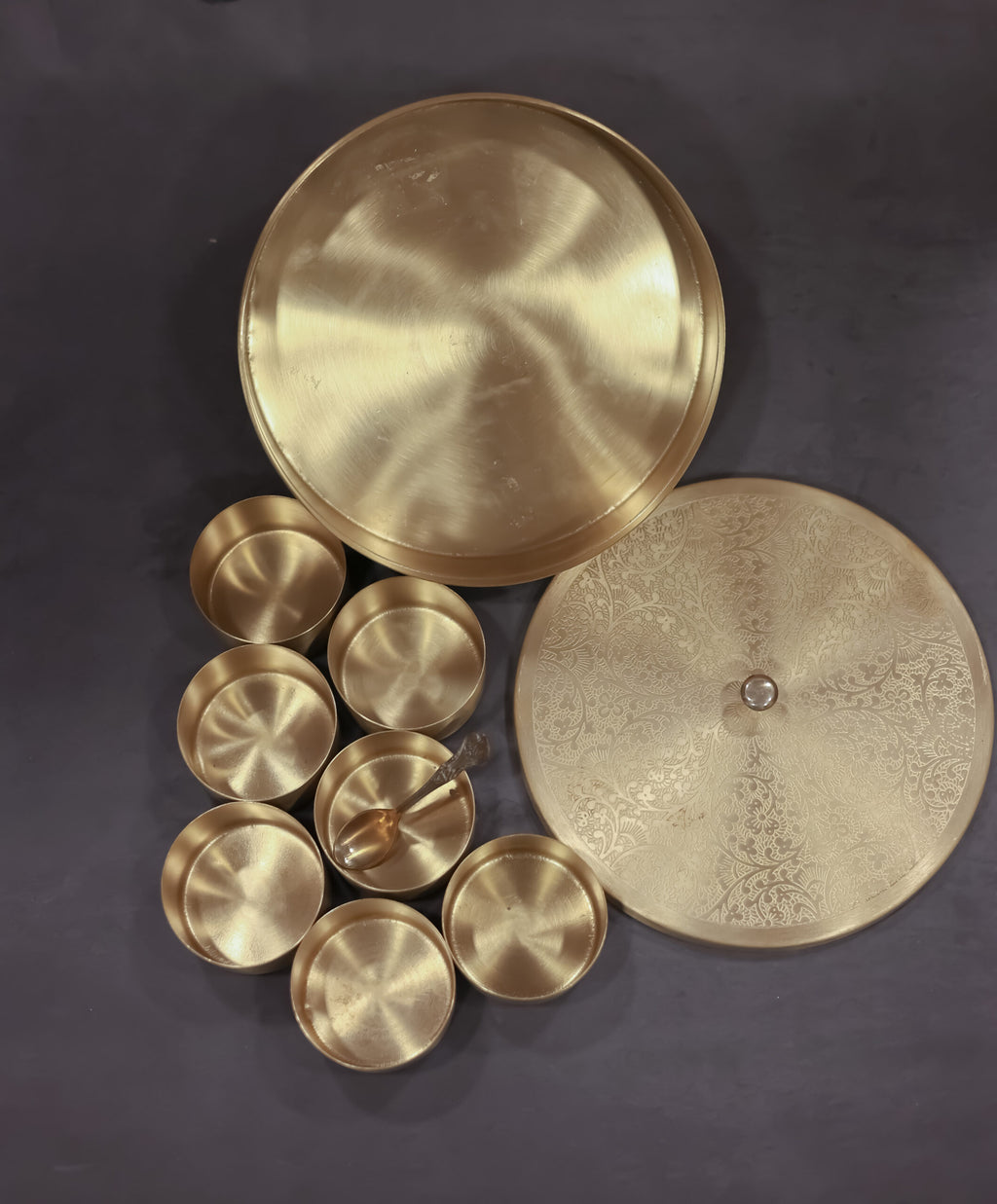 Brass Masala Box with etched lid