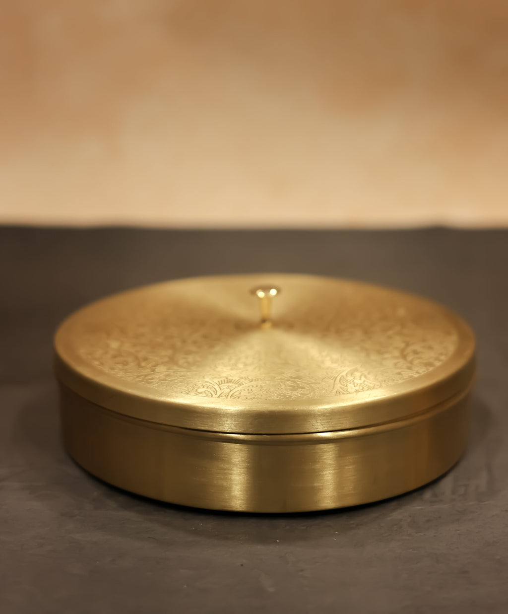 Brass Masala Box with etched lid