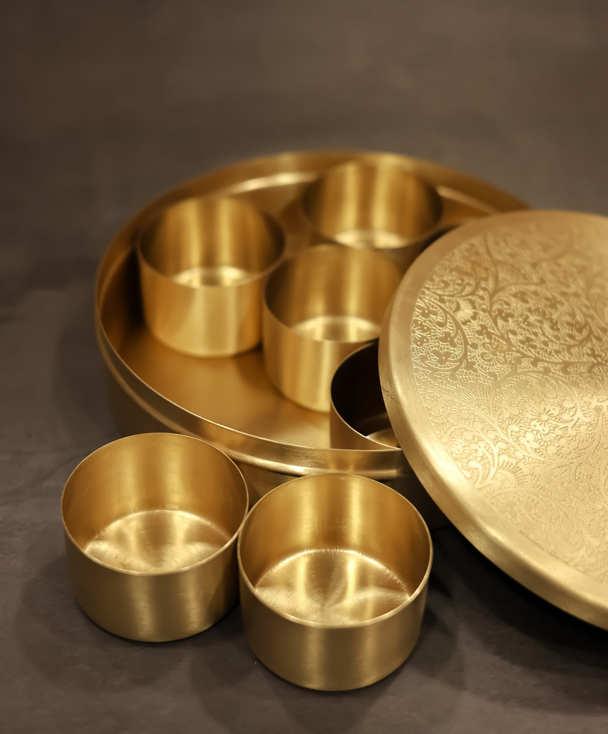 Brass Masala Box with etched lid