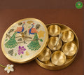 Brass Masala Box with peacock etched lid