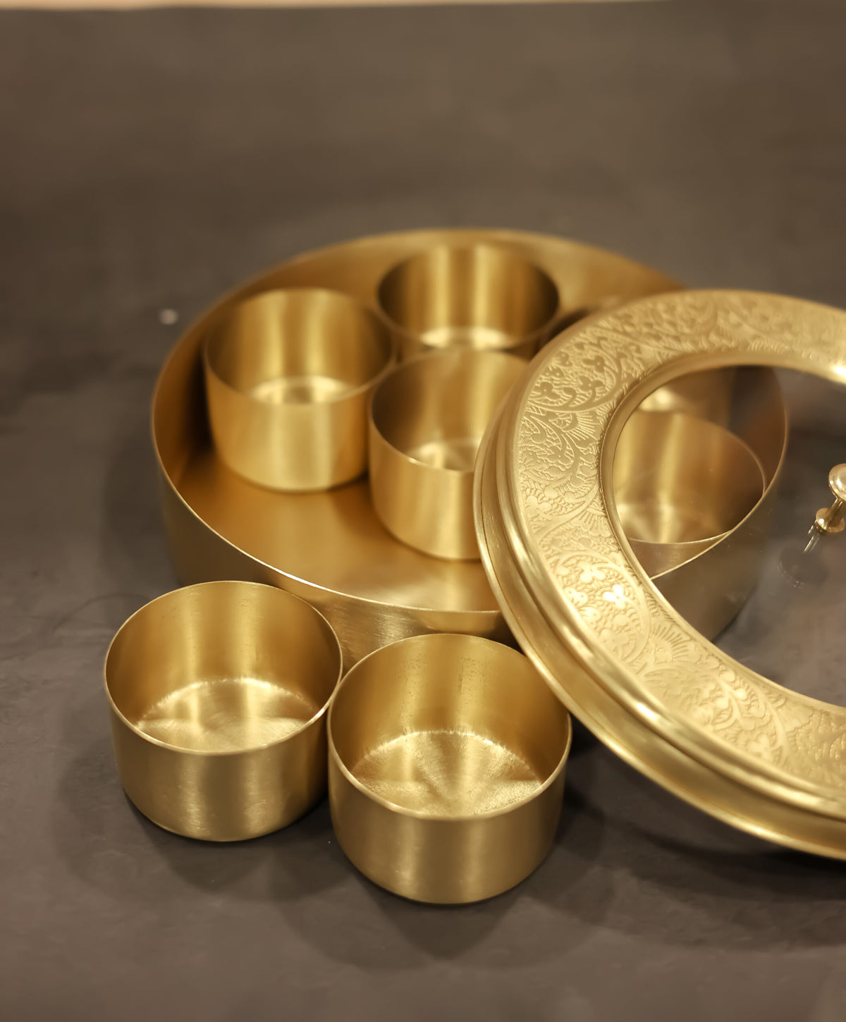 Brass Masala Box with transparent lid