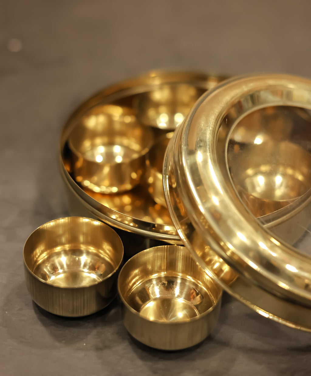 Brass Masala Box with transparent lid