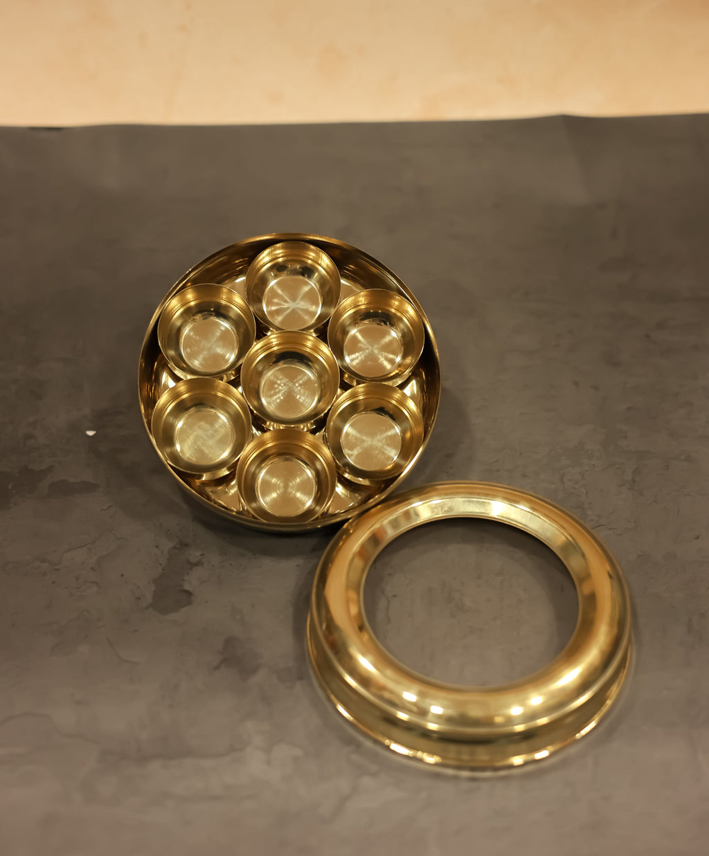 Brass Masala Box with transparent lid