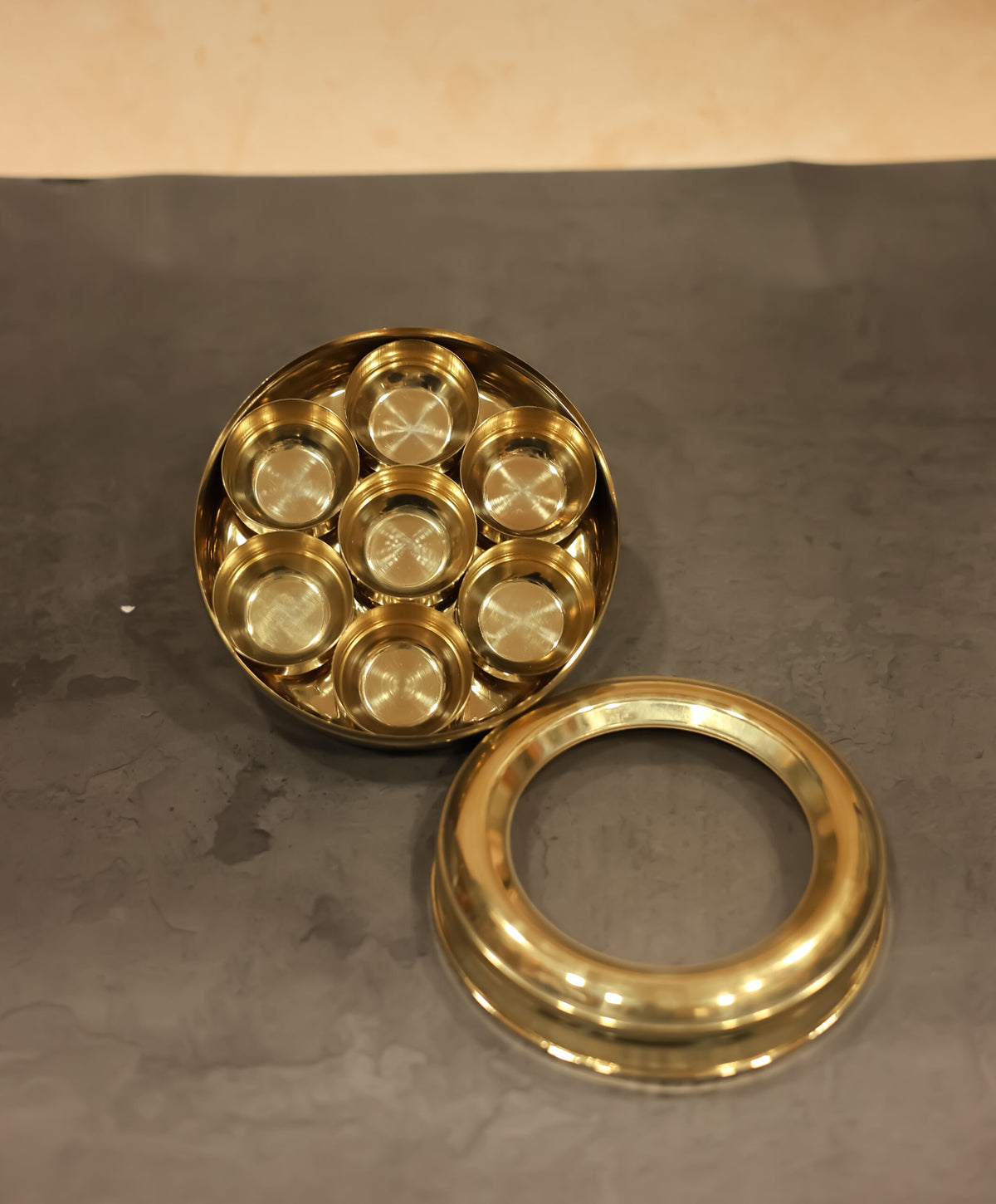 Brass Masala Box with transparent lid