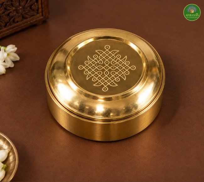 Brass kolam Mini Pooja / Masala Box