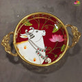 Brass Tray with Pichwai Print-6 inches