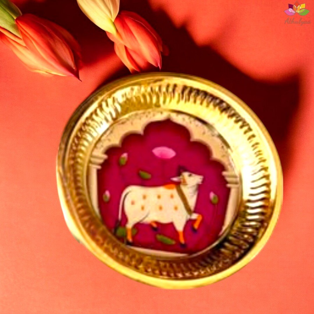 Pichwai Brass Tray - Medium