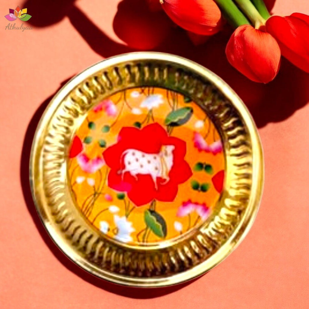 Pichwai Brass Tray - Medium