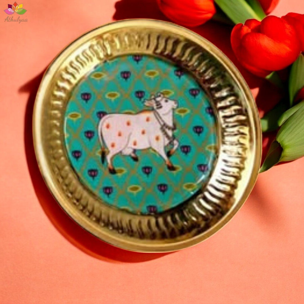 Pichwai Brass Tray - Medium