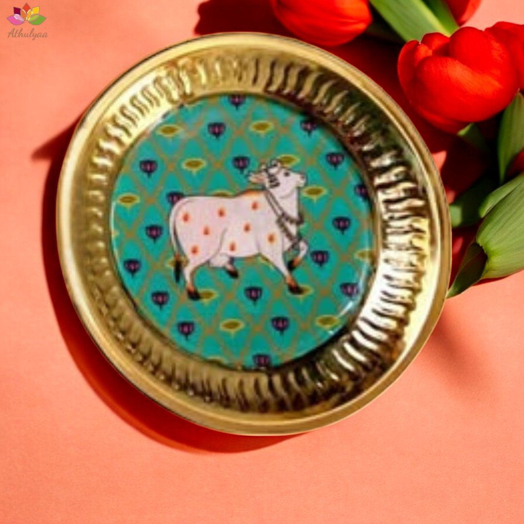Pichwai Brass Tray - Medium