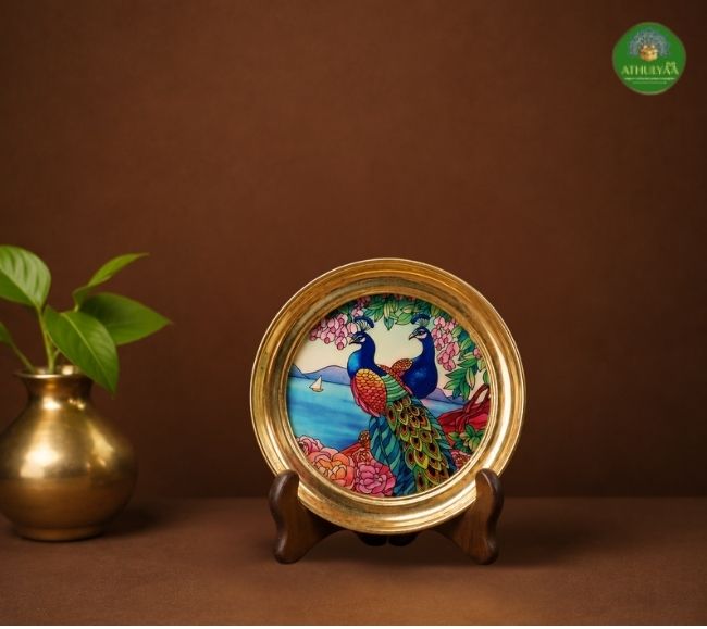 Brass plate - 6 inches - Lotus Bloom & Pichwai Design