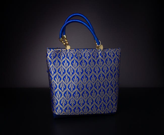 Brocade bag with tri-leaf print