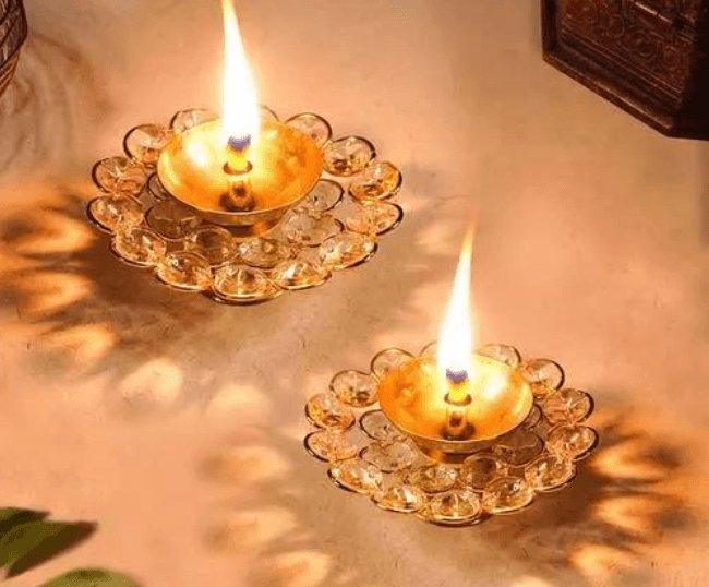 Crystal Akhand brass diya