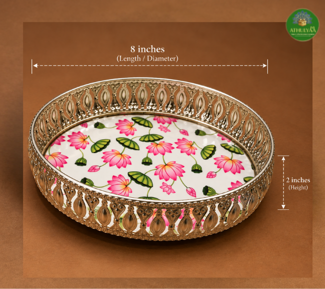 Elegant Lotus Silver Tray