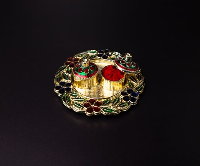 Floral Haldi Kumkum Holder Plate