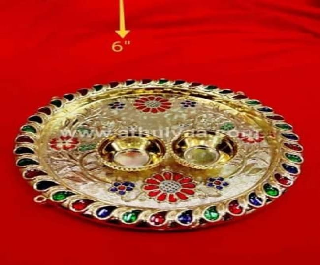 Floral Meenakari Finish Haldi Kumkum Plate