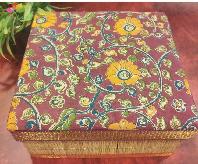 Foldable Kora Mat square Kalamkari box