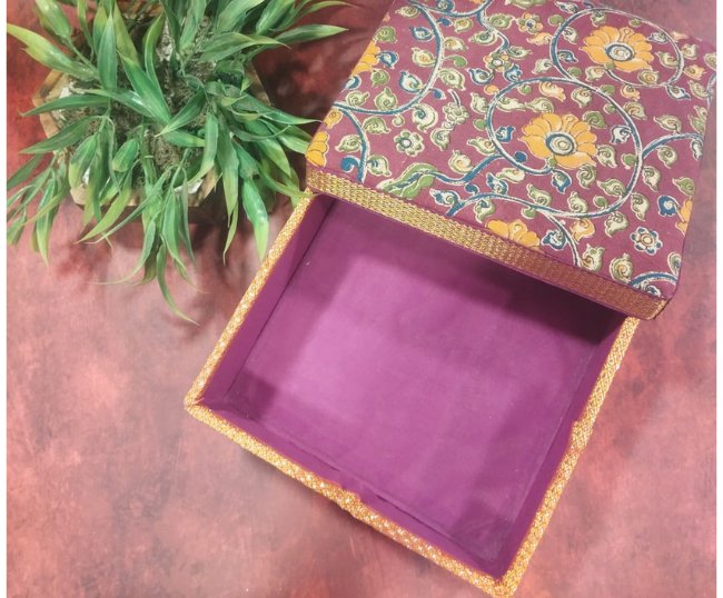 Foldable Kora Mat square Kalamkari box