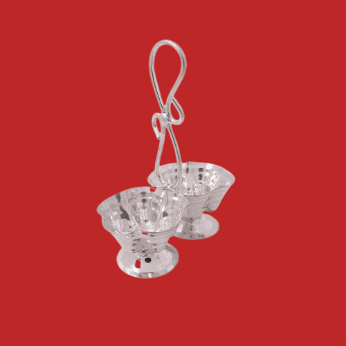 German Silver Haldi Kumkum Cups