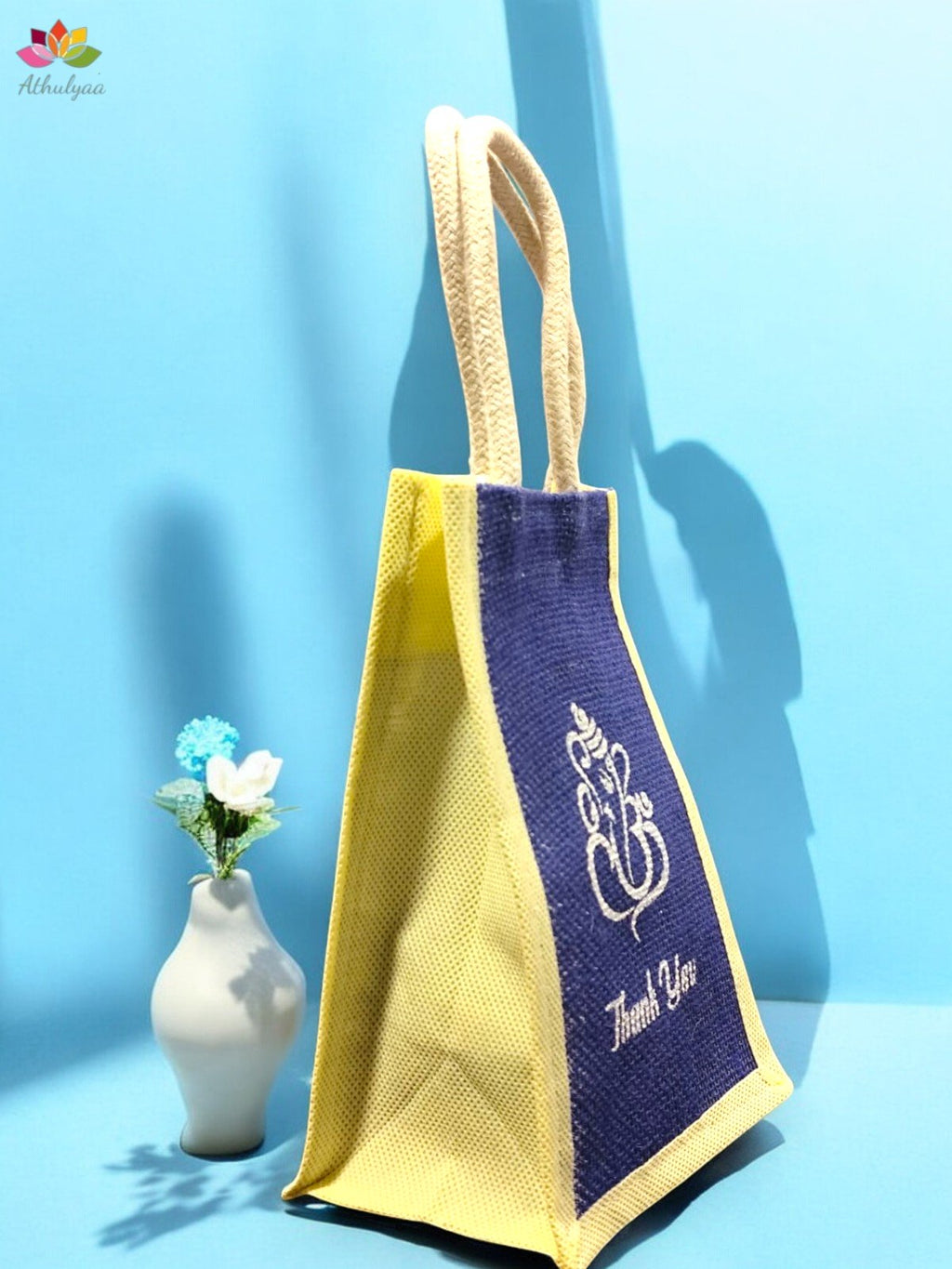 Mini Jute Bag with Ganesha Thank you Print