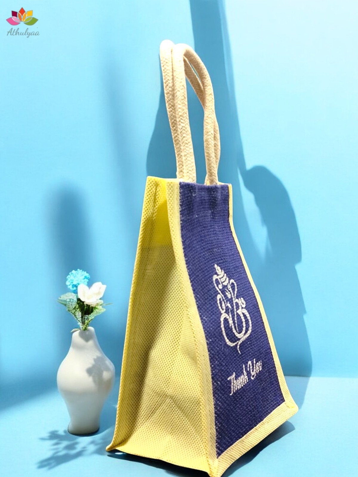 Mini Jute Bag with Ganesha Thank you Print