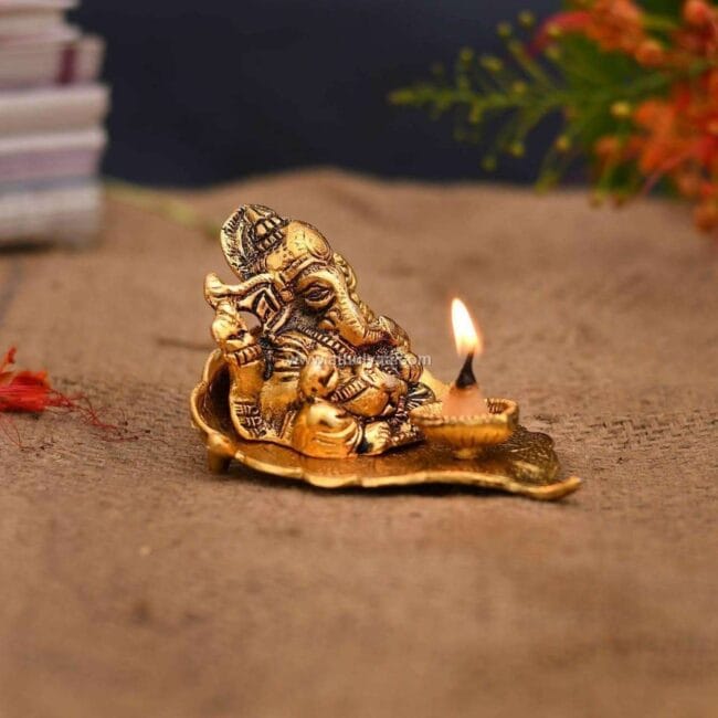 Metal Ganesha on Leaf