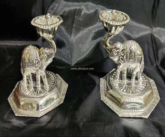 German Silver Elephant Diya