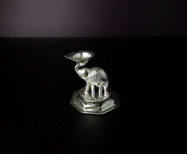 German Silver Elephant Diya