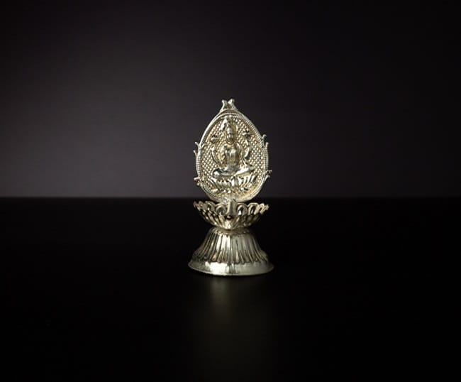 German Silver Leaf shaped Lakshmi Diya