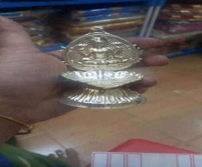 German Silver Leaf shaped Lakshmi Diya