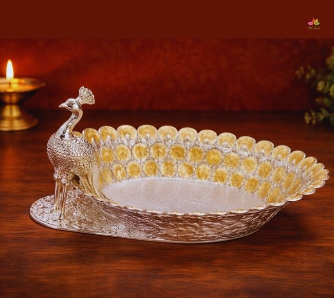 German Silver Peacock Platter