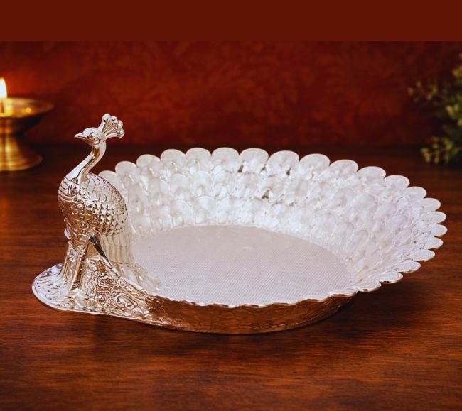 German Silver Peacock Platter