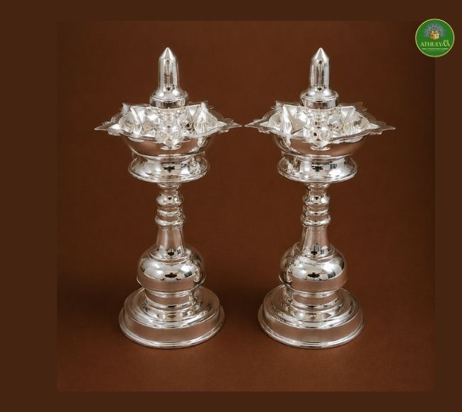 German Silver Lamp Pair